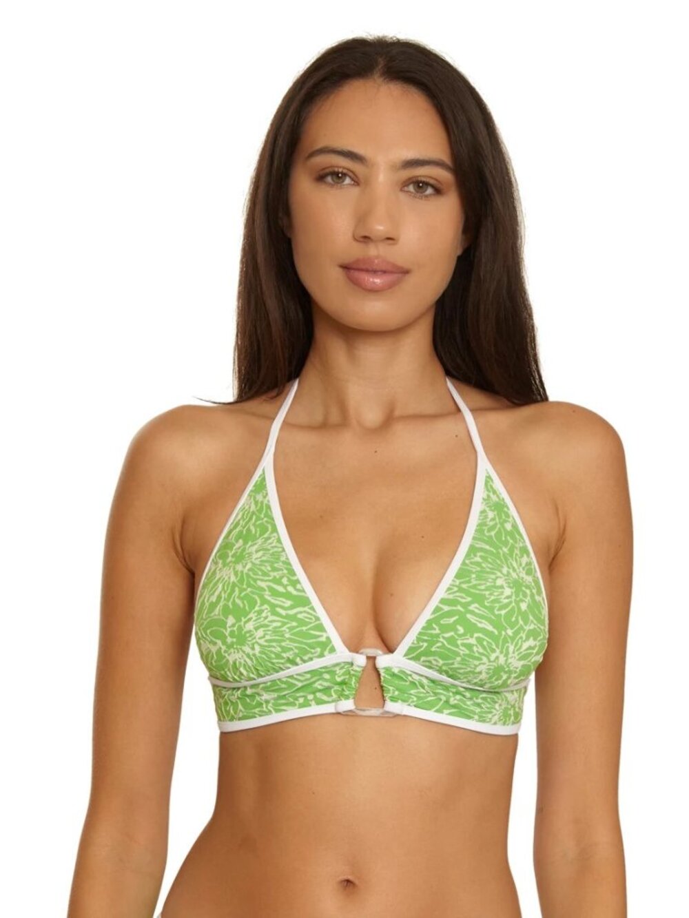 BECCA WATER LILY PRINT HALTER TOP IN GREEN APLLE SIZES S, M, D